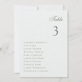 Carte de siège Mariage de la forêt d'hiver