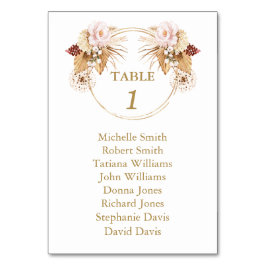 Carte de siège Mariage en laiton Rose