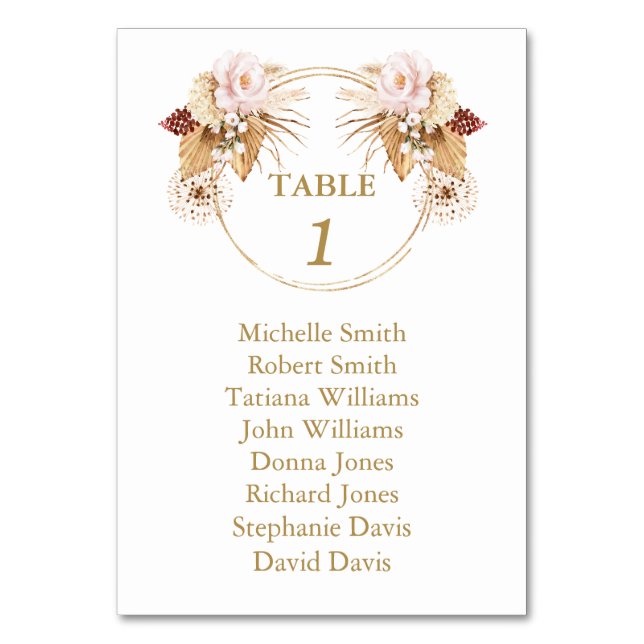 Carte de siège Mariage en laiton Rose (Par défaut)
