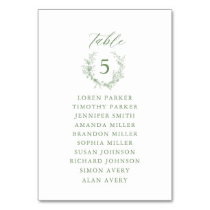 Carte de siège Mariage floral de Toile verte Sage