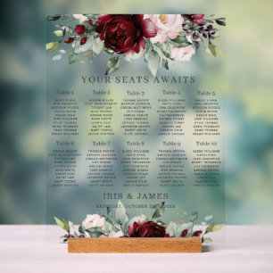 Carte de siège Mariage floral rousse Rustique Bour