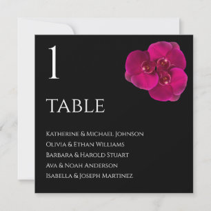 Carte de siège mariage - noir Fuchsia et blanc