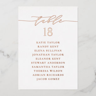Carte de siège Mariage rose Gold Minimalist Script