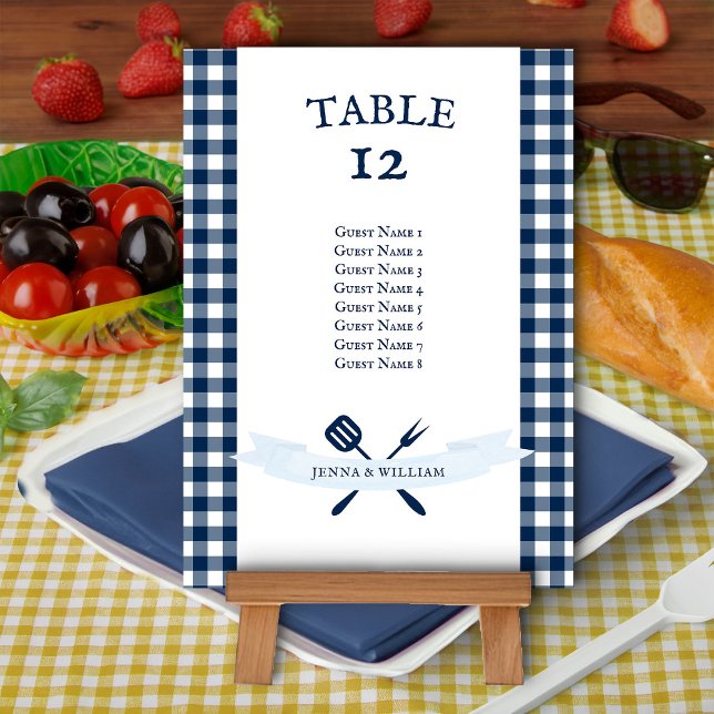 Carte de siège Mariage vintage BBQ Navy Blue En vi (Table Seating card from my Rustic Farmhouse BBQ Bridal Shower collection)