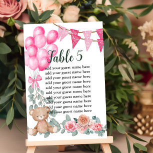 Carte de siège Sweet Baby Girl Balloon rose