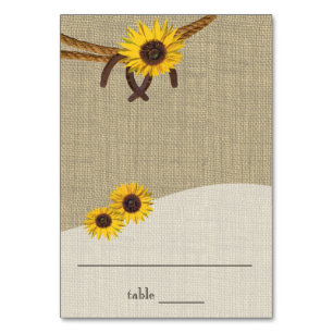 Carte de siège Western Sunflower et Horseshoe