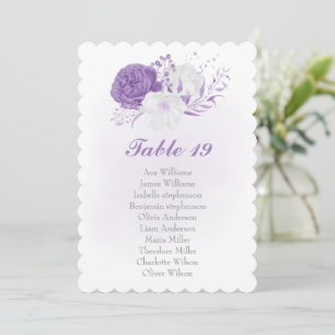 carte de sièges botanique romantique blanc pourpre