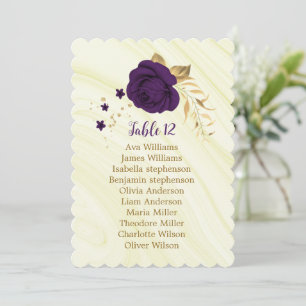 carte de sièges géométrique à fleurs d'or violet r