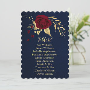 carte de sièges marine à fleurs d'or bordeaux