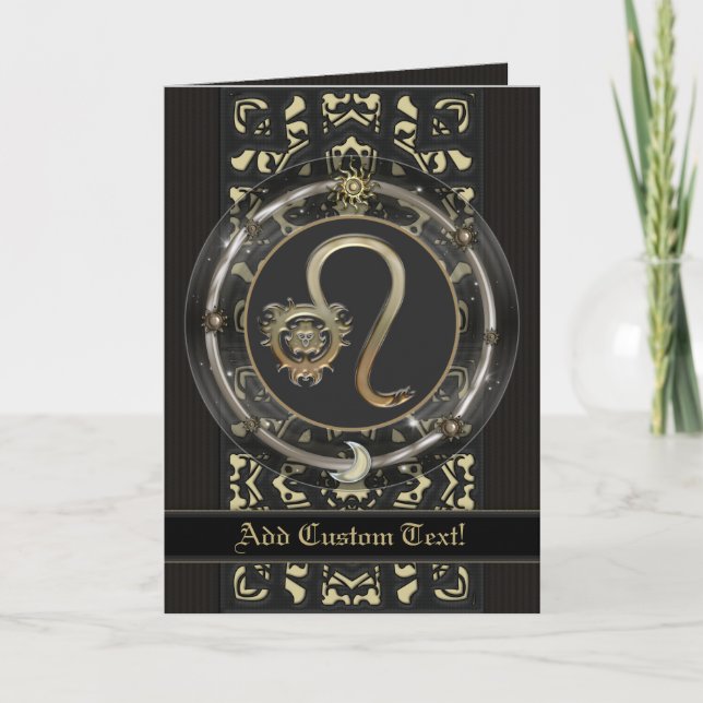 Carte de signe du zodiaque personnalisée Lion (Devant)