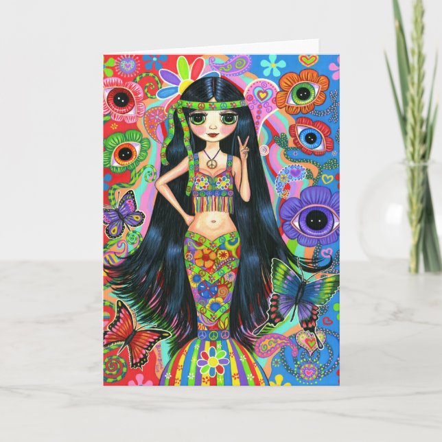 Carte de sirène pour fille hippie (Devant)
