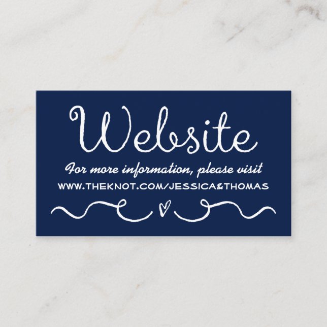 Carte de site mariage | Bleu et blanc marine (Devant)