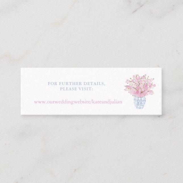 Carte de site Mariage Preppy Pink & Blue Ginger Ja (Devant)