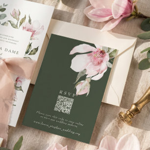 Carte de site web de mariage en ligne avec code QR