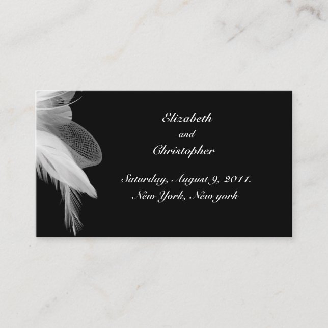 Carte de site Web Mariage de Plumes blanches (Devant)