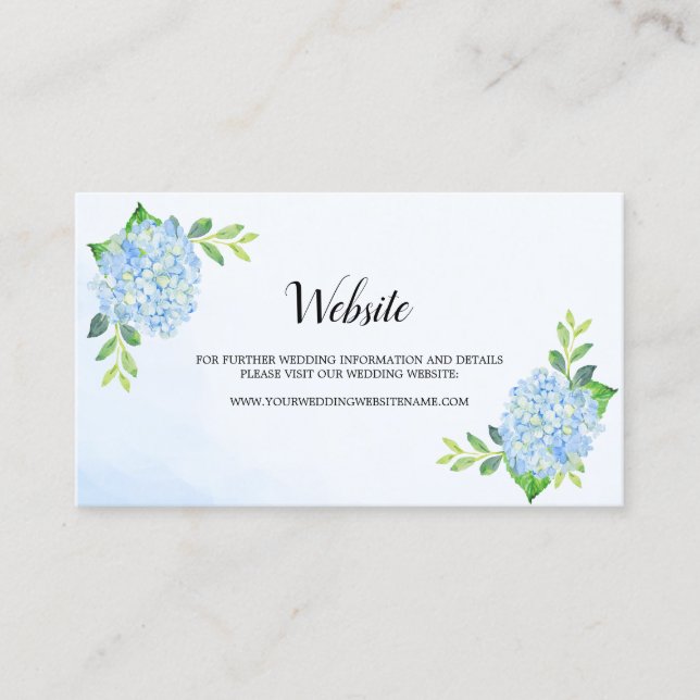Carte de site Web Mariage Floral Blue Hydrangea mo (Devant)