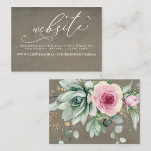 Carte de site Web Mariage Succulents et Gold Green