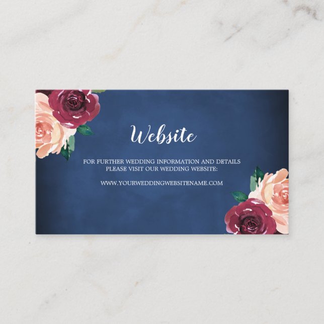 Carte de site Web Rose de la Marine Blue Blush Bur (Devant)