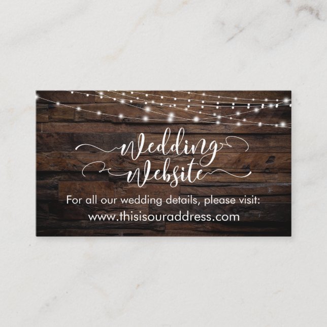 Carte de site Web Rustic Wood & Light String Maria (Devant)