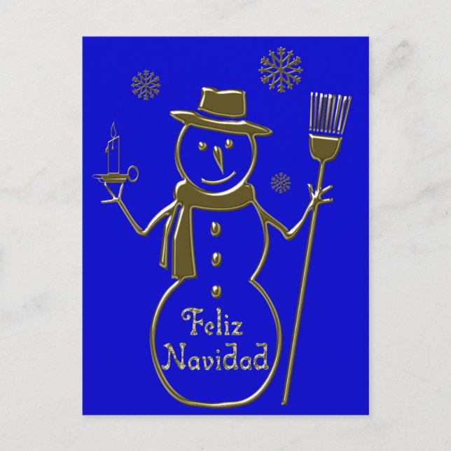 Carte de Snowman Spanish Merry Christmas Feliz Nav (Devant)
