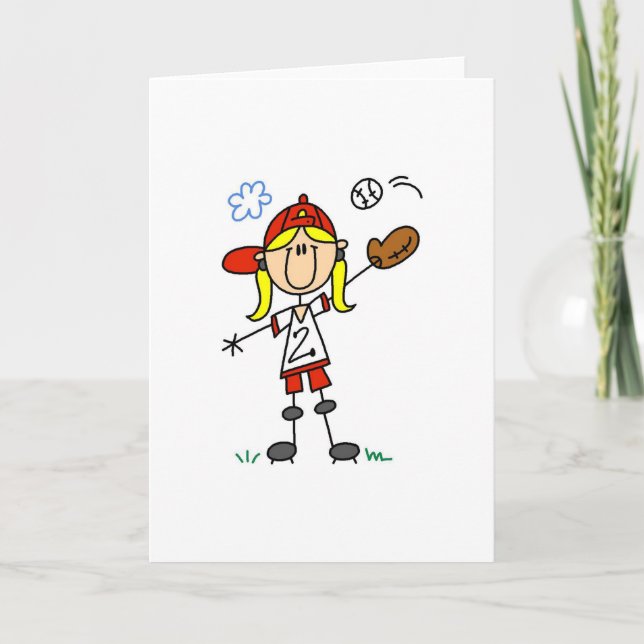 Carte de softball pour fille (Devant)