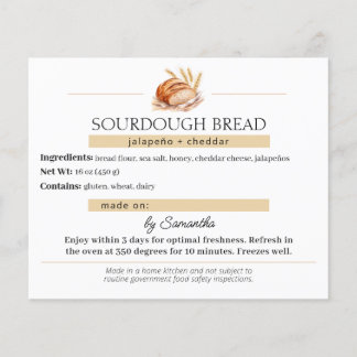 Carte de soin pour pain au levain personnalisable