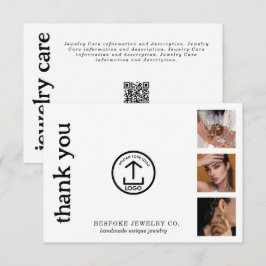 Carte de soins de bijoux Merci de commander l'inse