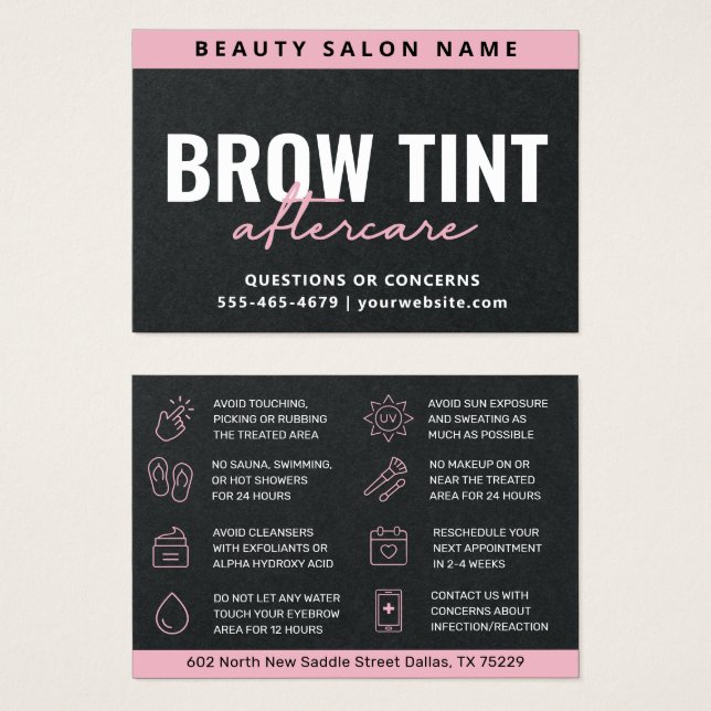 Carte de soins de fin de gamme Black Luxury Eyebro (Devant & derrière)