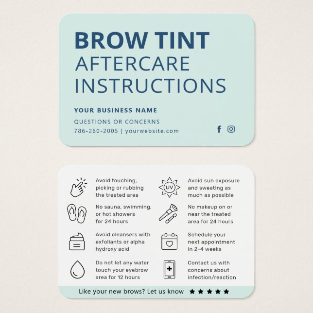 Carte de soins postérieurs à la brosse à sourcils  (Devant & derrière)