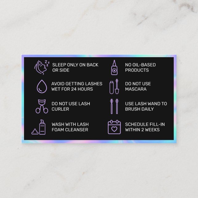 Carte de soins postérieurs à la laisse holographiq (Dos)