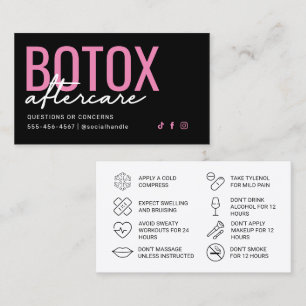 Carte de soins postérieurs Botox rose et noir
