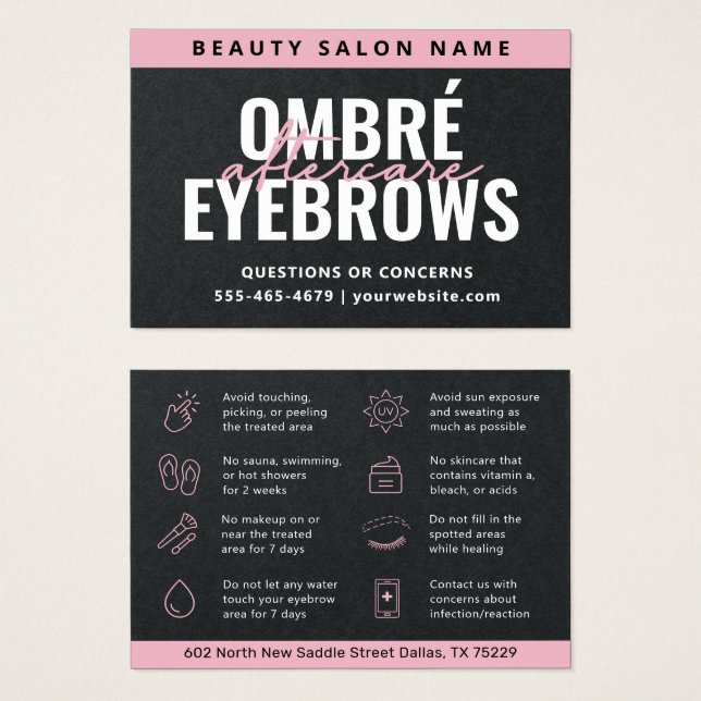 Carte de soins postérieurs Premium Black Ombre Pow (Devant & derrière)