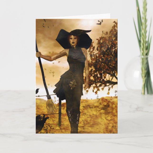 Carte de sorcière d'automne gothique (Devant)