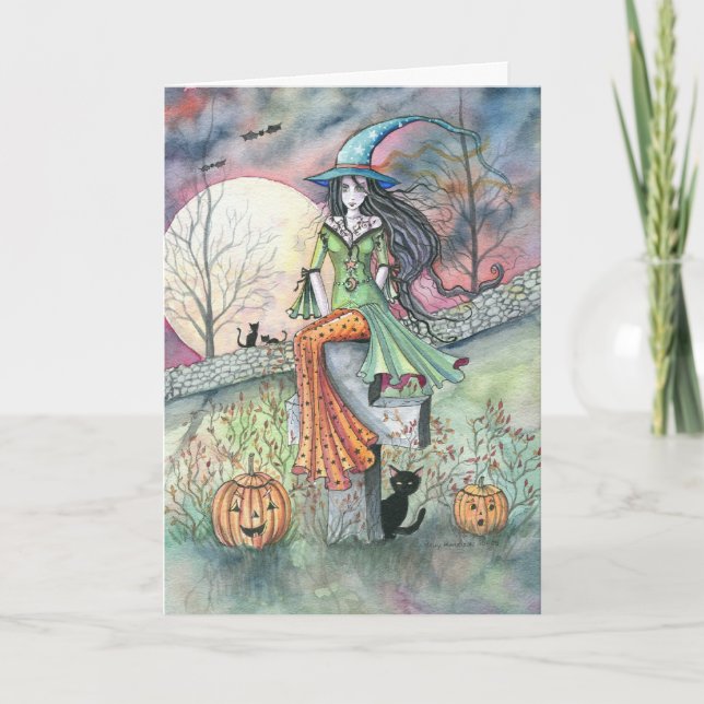 Carte de sorcière Halloween par Molly Harrison (Devant)