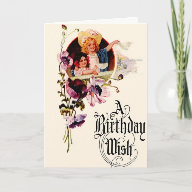 Carte de souhaits d'anniversaire vintage (Devant)
