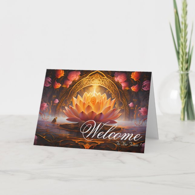 Carte de souhaits de bienvenue Lotus Minimal Blanc (Devant)