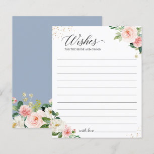 Carte de souhaits de Mariage rose rose bleu pâle