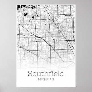 Carte de Southfield - Michigan - Poster de carte d