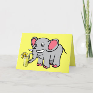 Carte de soutien Elephant Drating Lemonade