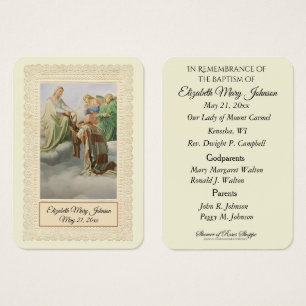 Carte de souvenir baptême baptême du Mont Carmel