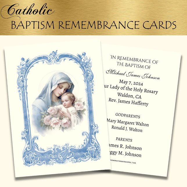 Carte de souvenir de baptême de bébé catholique (Créateur téléchargé)