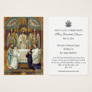 Carte de souvenir de première communion catholique