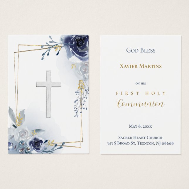 Carte de souvenir des roses bleus de la première c (Devant & derrière)