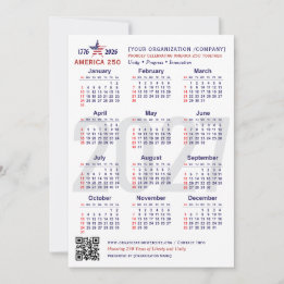Carte de souvenir du calendrier patriotique Americ