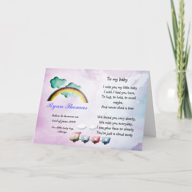 Carte de souvenir pour bébé ou enfant (Devant)