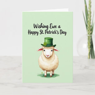 Carte de St Patrick Mouton Chapeau Vert Joyeux