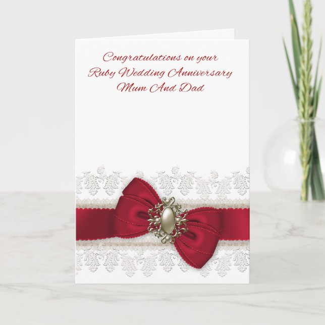 Carte de style pour les 40 ans de mariage des pare (Devant)