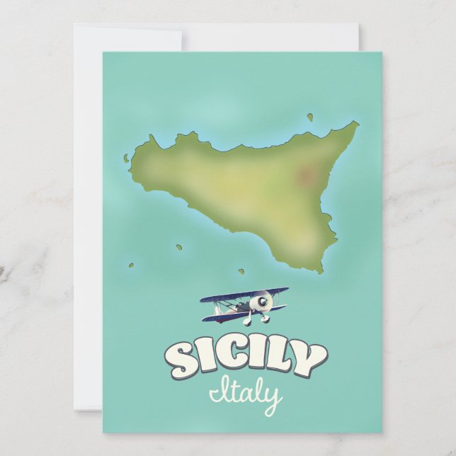 Carte de style vintage Sicile Italie (Devant)