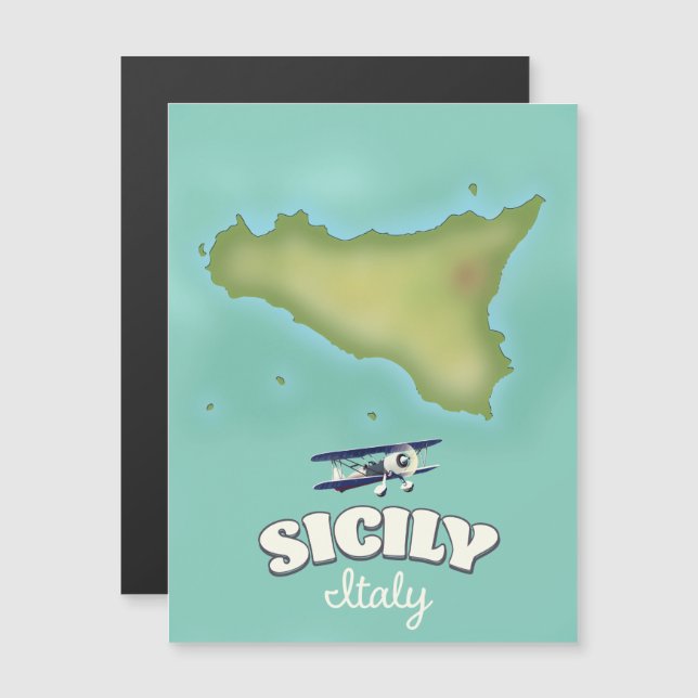 Carte de style vintage Sicile Italie (Devant / Derrière)
