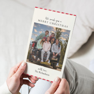 Carte de Sucre de canne de Noël simple rouge blanc